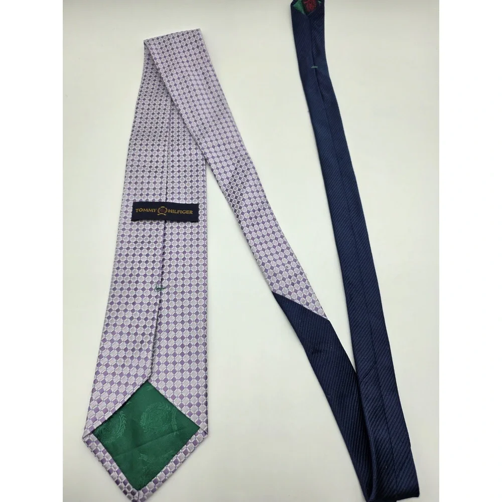 Vintage Tommy Hilfiger 100% Silk Geometric Pink Purple Blue Tie 60
